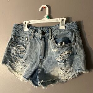 American Eagle Outfitters Blue Distressed Jean Shorts
